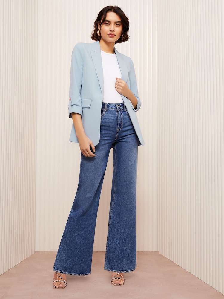 Blauw - Friends Like These Edge to Edge Tailored Sleeve Detail Blazer - Image 3 of 5