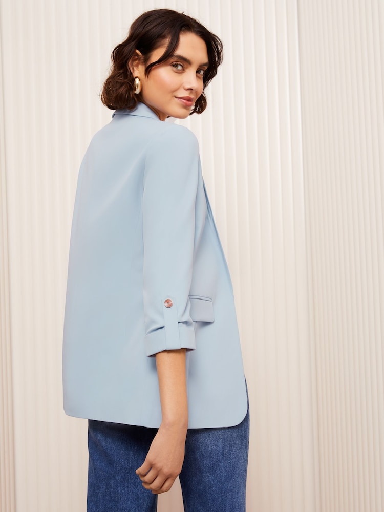 Blauw - Friends Like These Edge to Edge Tailored Sleeve Detail Blazer - Image 4 of 5