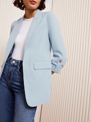 Friends Like These Blue Petite Edge to Edge Tailored Sleeve Detail Blazer - Image 5 of 5
