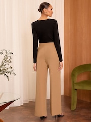 Love & Roses Camel Military Button Wide Leg Tailored Trousers - Image 3 of 4