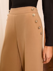 Love & Roses Camel Military Button Wide Leg Tailored Trousers - Image 4 of 4