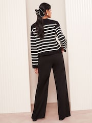 Friends Like These Black Petite Wide Leg Stretch Tailored Trousers - Image 4 of 4
