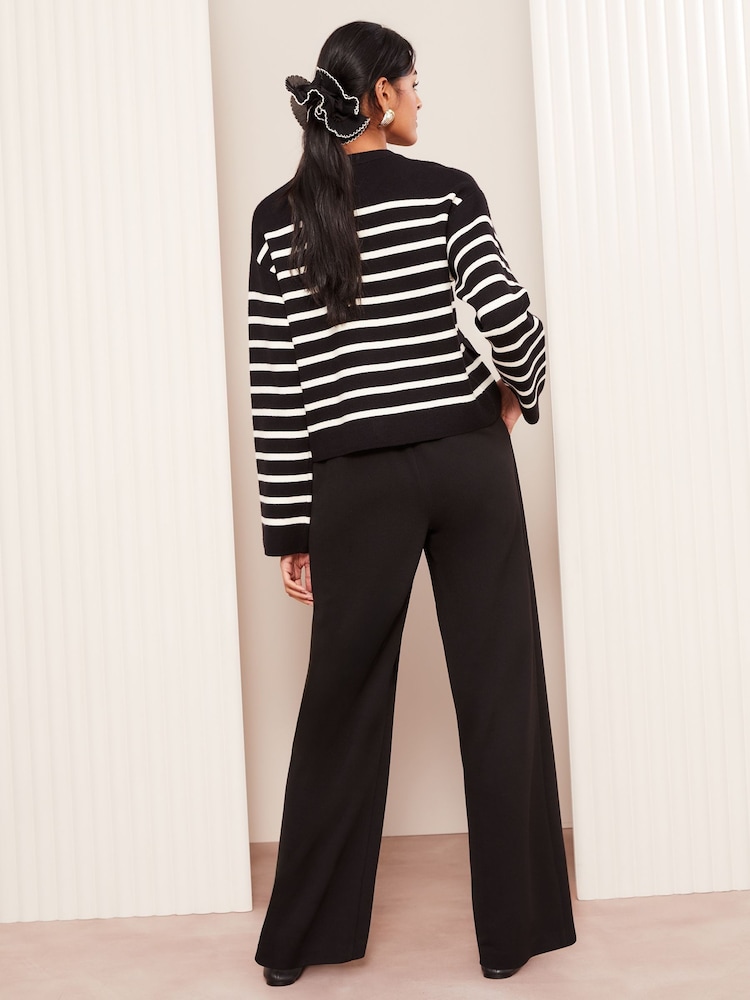 Friends Like These Black Petite Wide Leg Stretch Tailored Trousers - Image 4 of 4
