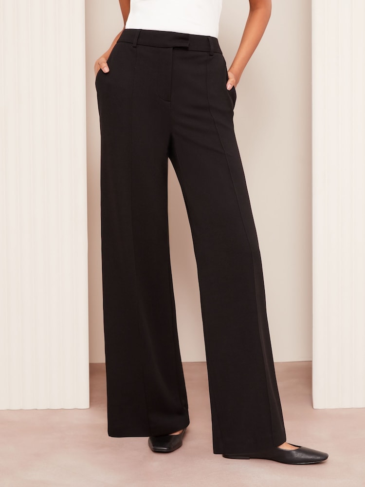Friends Like These Black Wide Leg Stretch Tailored Trousers - Image 1 of 4