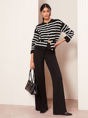 Friends Like These Black Wide Leg Stretch Tailored Trousers - Image 2 of 4
