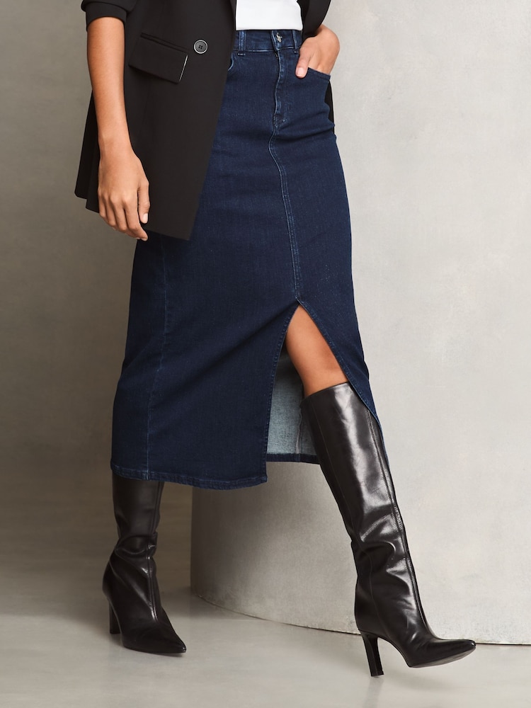 Юбка Lipsy Denim High Tail с разрезом и миди-юбкой - Изображение 1 из 5