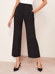 Friends Like These Black Premium Crop Wide Leg Elastic Waist Trousers - Image 1 of 4