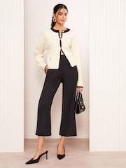 Friends Like These Black Premium Crop Wide Leg Elastic Waist Trousers - Image 2 of 4