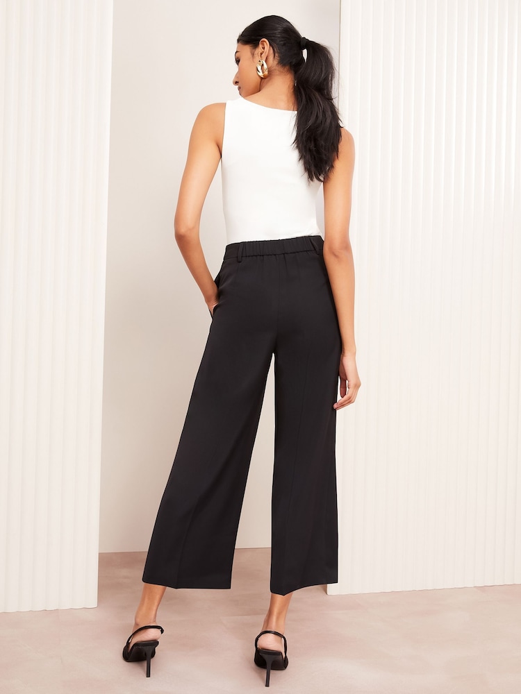 Friends Like These Black Premium Crop Wide Leg Elastic Waist Trousers - Image 4 of 4
