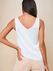 Lipsy Ivory White Chiffon Panel V-Neck Camisole - Image 2 of 4