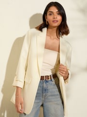 Friends Like These White Edge to Edge Tailored Sleeve Detail Blazer - Image 1 of 4