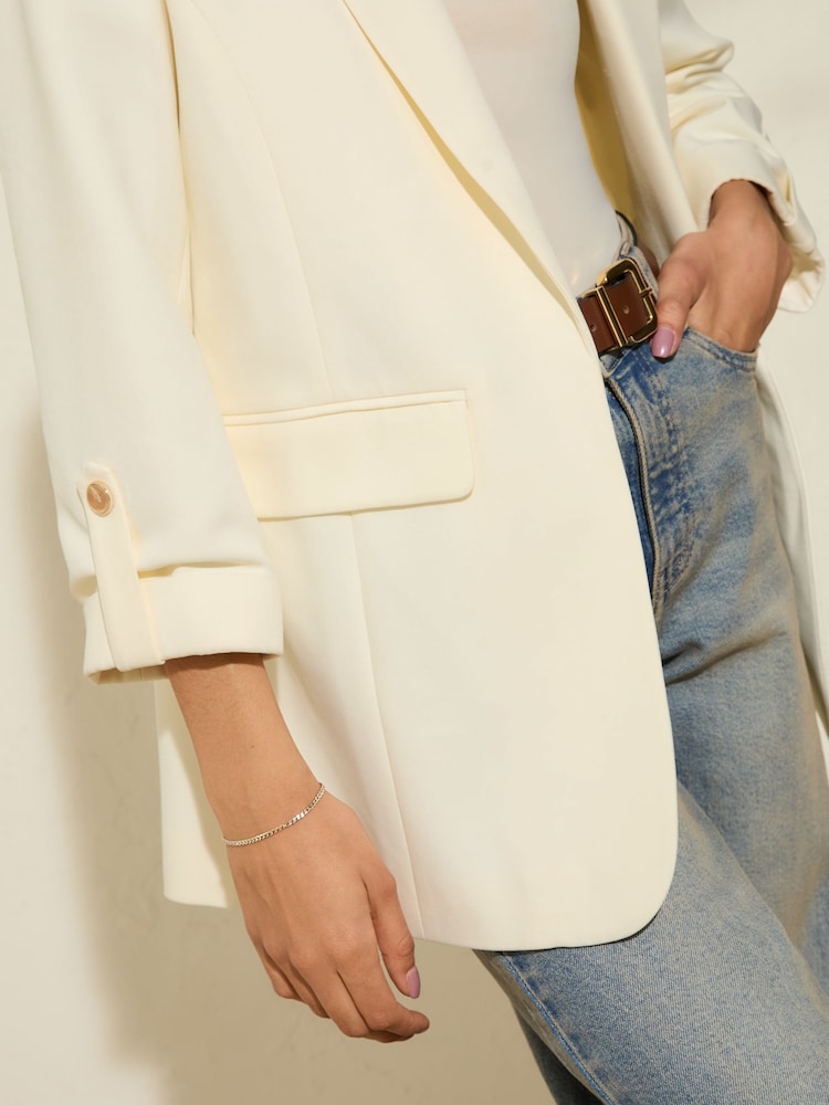 Friends Like These White Edge to Edge Tailored Sleeve Detail Blazer - Image 2 of 4