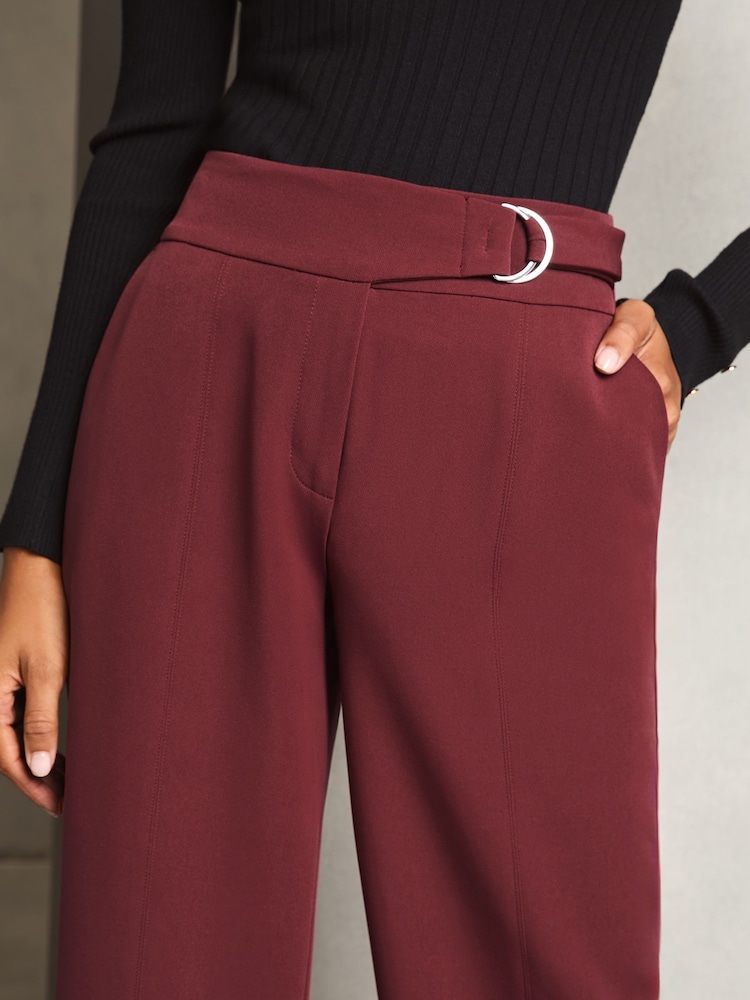 Lipsy Burgundy Red Petite Wide Leg D Ring Trousers - Image 2 of 4