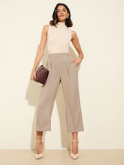 Friends Like These Camel Premium Crop Wide Leg Elastic Waist Trousers - Image 1 of 4
