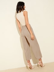Friends Like These Camel Premium Crop Wide Leg Elastic Waist Trousers - Image 4 of 4
