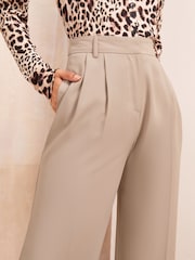 Friends Like These Camel Petite Premium Elastic Back Tailored Wide Leg Trousers - Image 2 of 4
