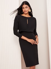 Friends Like These Black Petite Bawting Long Sleeve Tailored Midi Dress - Image 1 of 4