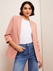 Friends Like These Pink Petite Edge to Edge Tailored Sleeve Detail Blazer - Image 1 of 4