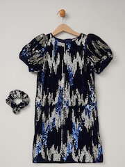 Miss Sequin Shift Dress and Matching Scrunchie Outfit Set - Image 1 of 2