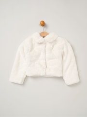 Miss Girls Faux Fur Jacket, Dress And Tights Outfit Set - Image 3 of 3