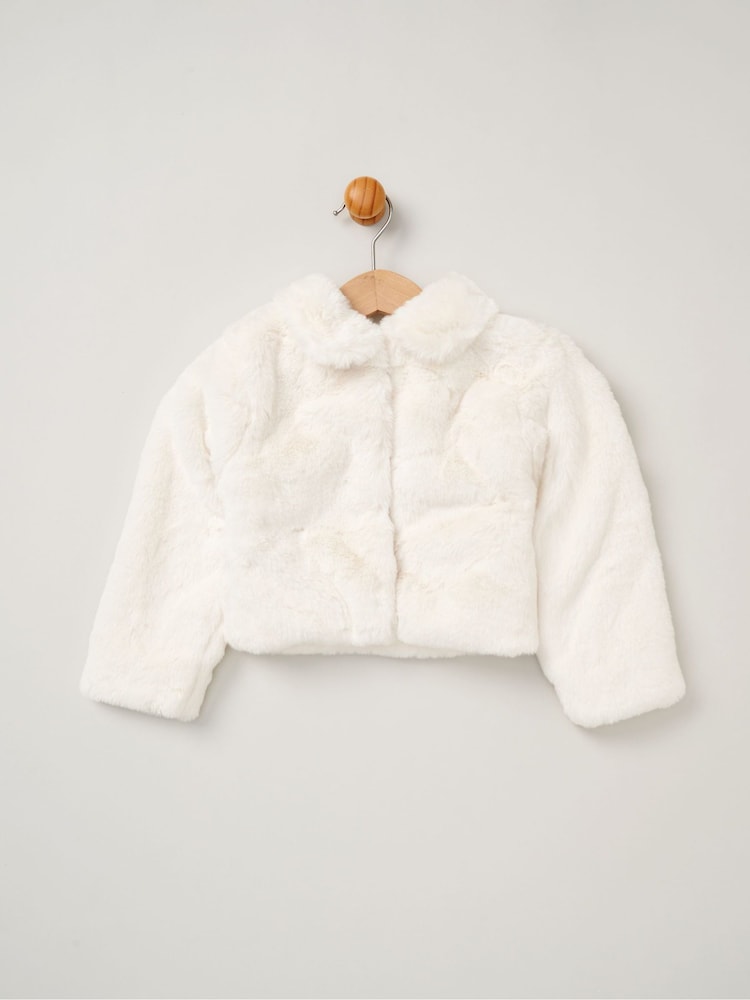 Miss Girls Faux Fur Jacket, Dress And Tights Outfit Set - Image 3 of 3