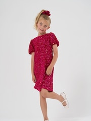 Miss Sequin Shift Dress and Matching Scrunchie Outfit Set - Image 1 of 3
