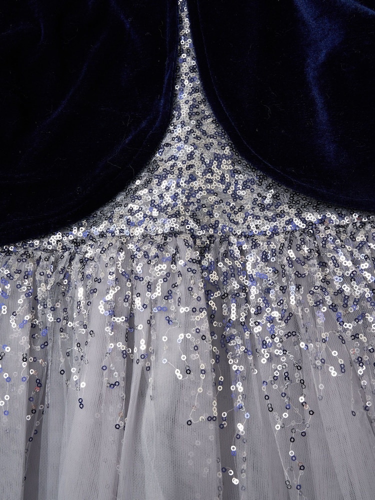 Miss Sequin Waterfall Dress With Faux Fur Bolero Outfit Set - Image 4 of 4