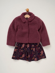 Miss Girls Faux Fur Jacket, Dress And Tights Outfit Set - Image 1 of 4