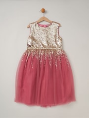 Miss Sequin Waterfall Dress With Faux Fur Bolero Outfit Set - Image 2 of 4