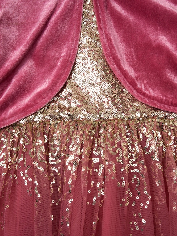 Miss Sequin Waterfall Dress With Faux Fur Bolero Outfit Set - Image 4 of 4