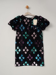 Miss Sequin Shift Dress and Matching Scrunchie Outfit Set - Image 2 of 3