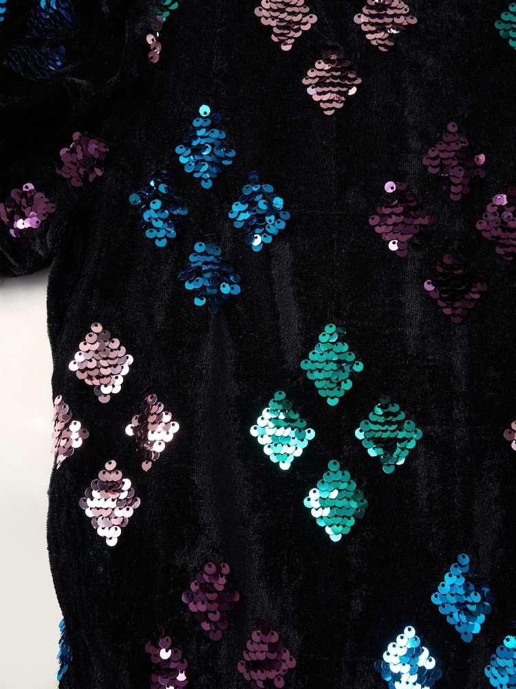Miss Sequin Shift Dress and Matching Scrunchie Outfit Set - Image 3 of 3