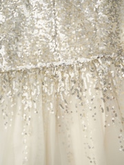 Blanco - Miss Sequin Waterfall Dress With Faux Fur Bolero Outfit Set - Imagen 4 de 4