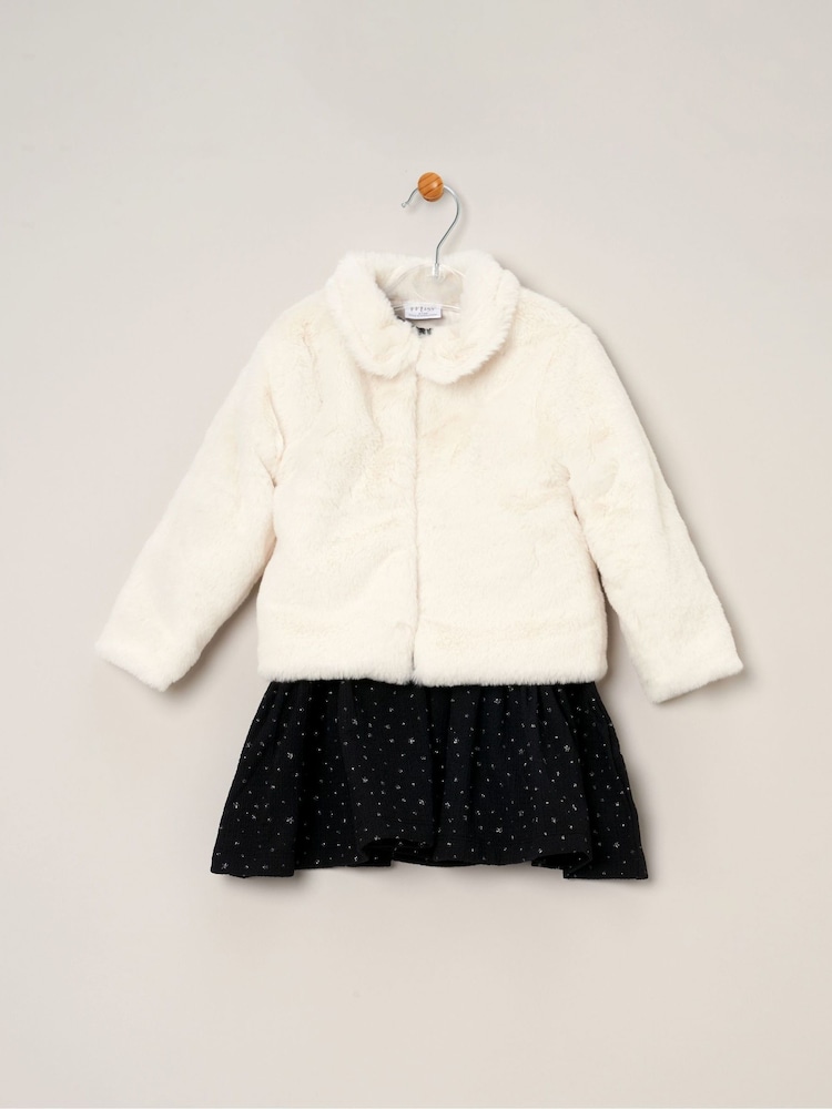 Miss Girls Faux Fur Jacket, Dress And Tights Outfit Set - Image 1 of 4 Miss Girls Faux Fur Jacket, Dress And Tights Outfit Set - Image 1 of 4