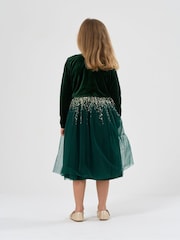 Miss Sequin Waterfall Dress With Faux Fur Bolero Outfit Set - Image 2 of 5