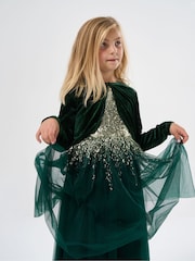 Miss Sequin Waterfall Dress With Faux Fur Bolero Outfit Set - Image 5 of 5