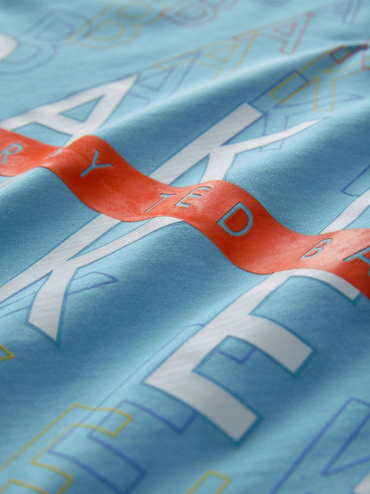 Baker by Ted Baker Blue Graphic 100% Cotton T-Shirt - Image 4 of 4