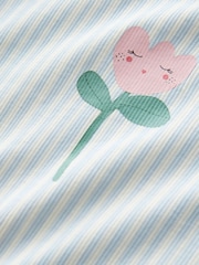 Blue Stripe Flower Rib Long Sleeve T-Shirt (3mths-7yrs) - Image 7 of 8