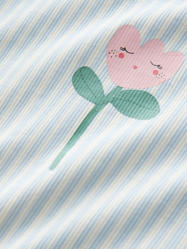 Fleur Bleu Rayure - T-shirt à manches longues en côtes (3mths-7yrs) - Image 7 of 8