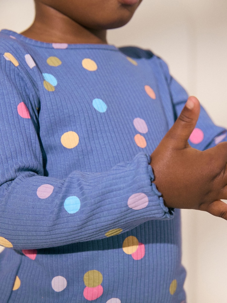 Blue/Multi Spot - Geribbeld T-shirt met lange mouwen (3mnd-7jr) - Image 4 of 8