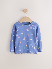 Blue/Multi Spot Rib Long Sleeve T-Shirt (3mths-7yrs) - Image 5 of 8