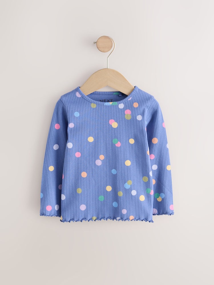 Blue/Multi Spot - Geribbeld T-shirt met lange mouwen (3mnd-7jr) - Image 5 of 8