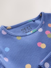 Blue/Multi Spot Rib Long Sleeve T-Shirt (3mths-7yrs) - Image 7 of 8