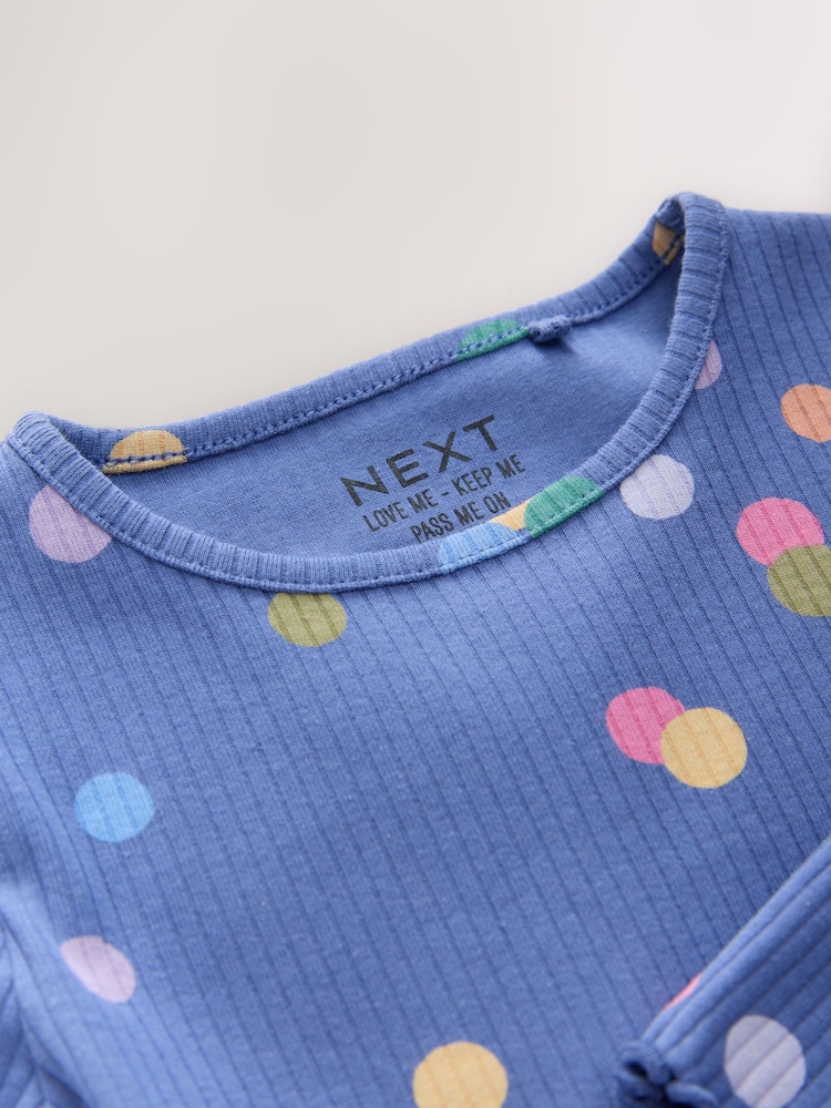 Blue/Multi Spot - Geribbeld T-shirt met lange mouwen (3mnd-7jr) - Image 7 of 8