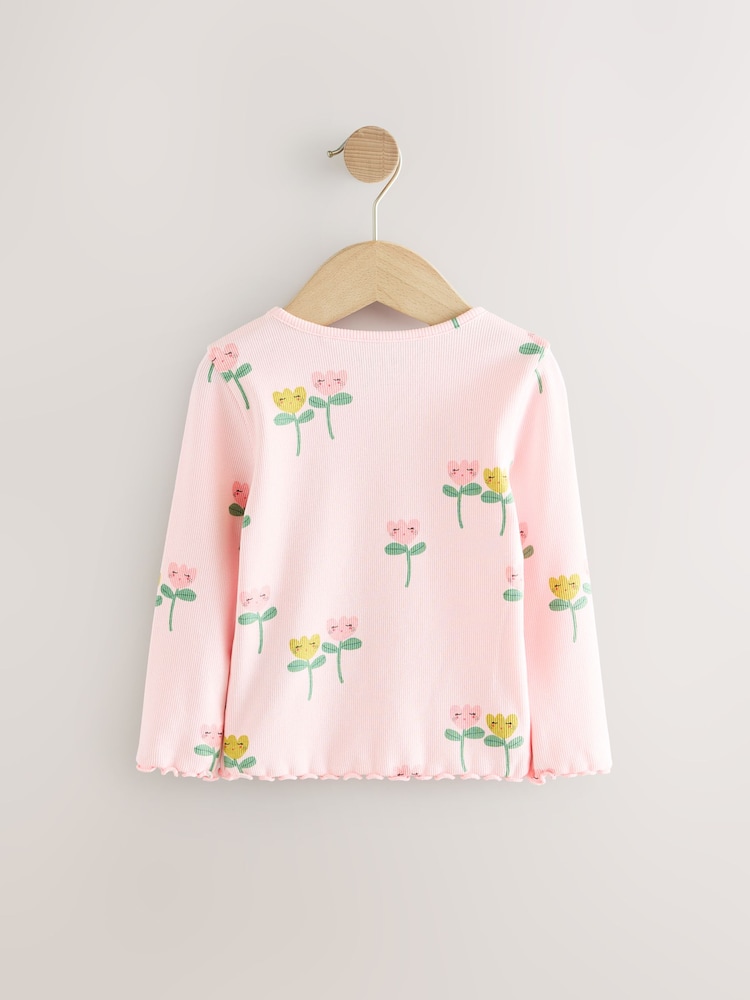 Pink Flower Character Rib Long Sleeve T-Shirt (3mths-7yrs) - Image 5 of 7