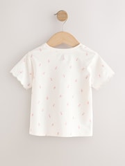 Ecru Ditsy Floral 100% Cotton Print Short Sleeve Scallop T-Shirt (3mths-7yrs) - Image 6 of 8