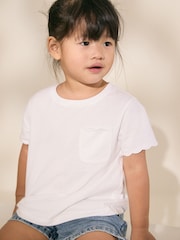 White 100% Cotton Print Short Sleeve Scallop T-Shirt (3mths-7yrs) - Image 1 of 7