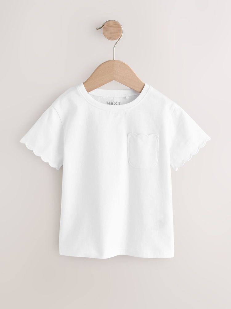 White 100% Cotton Print Short Sleeve Scallop T-Shirt (3mths-7yrs) - Image 4 of 7