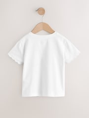 White 100% Cotton Print Short Sleeve Scallop T-Shirt (3mths-7yrs) - Image 5 of 7