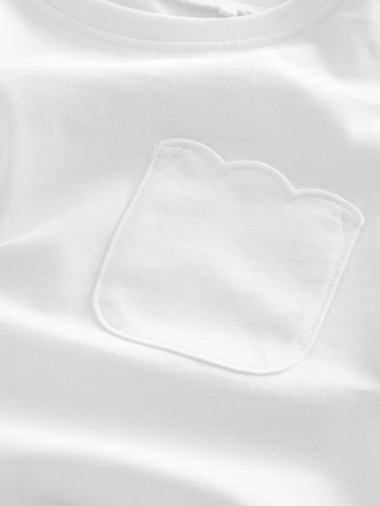 White 100% Cotton Print Short Sleeve Scallop T-Shirt (3mths-7yrs) - Image 6 of 7